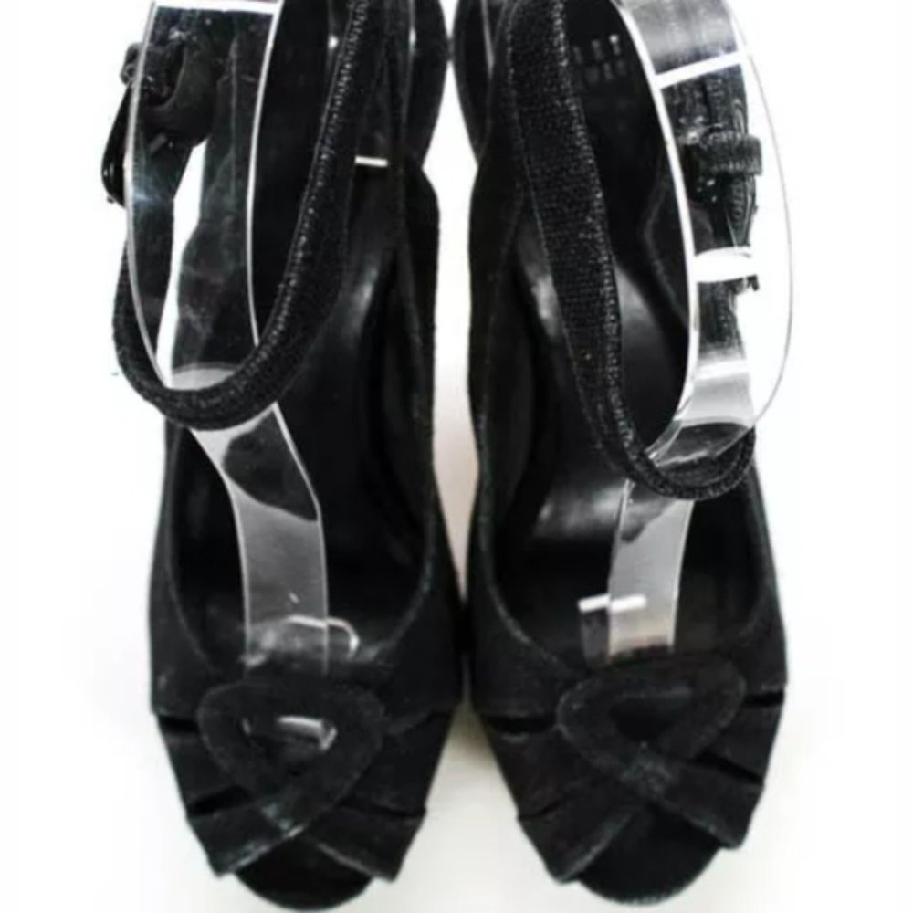 STUART WEITZMAN BLACK PUMPS OPEN TOE ANKLE STRAP - Picture 5 of 5